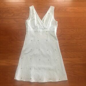 KHAKIS:  BLUE AND WHITE STROPED SEERSUCKER  SLEEVELESS DRESS